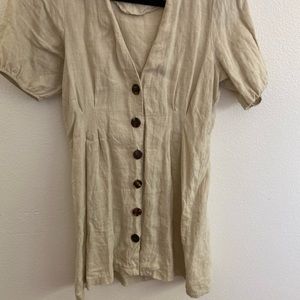 Zara cream linen dress mini size S